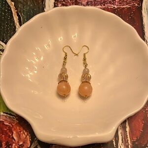 Gold and Pink Drop Earrings with Elegant Design